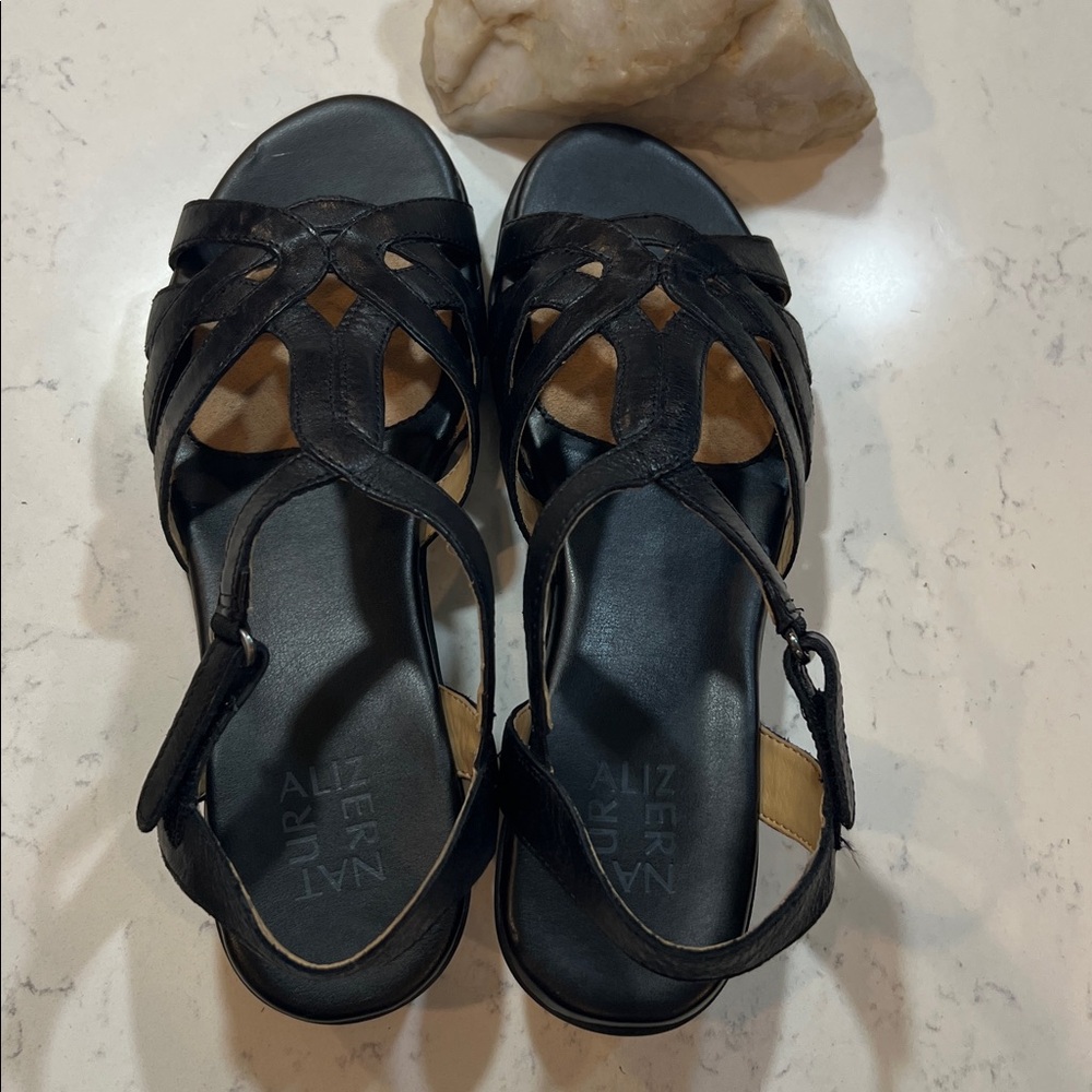 Naturalizer Black Womens Nella Leather Buckle Wedges Size 8.5 - Picture 9 of 16